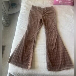 KanCan Velvety corduroy like plaid flare pants.